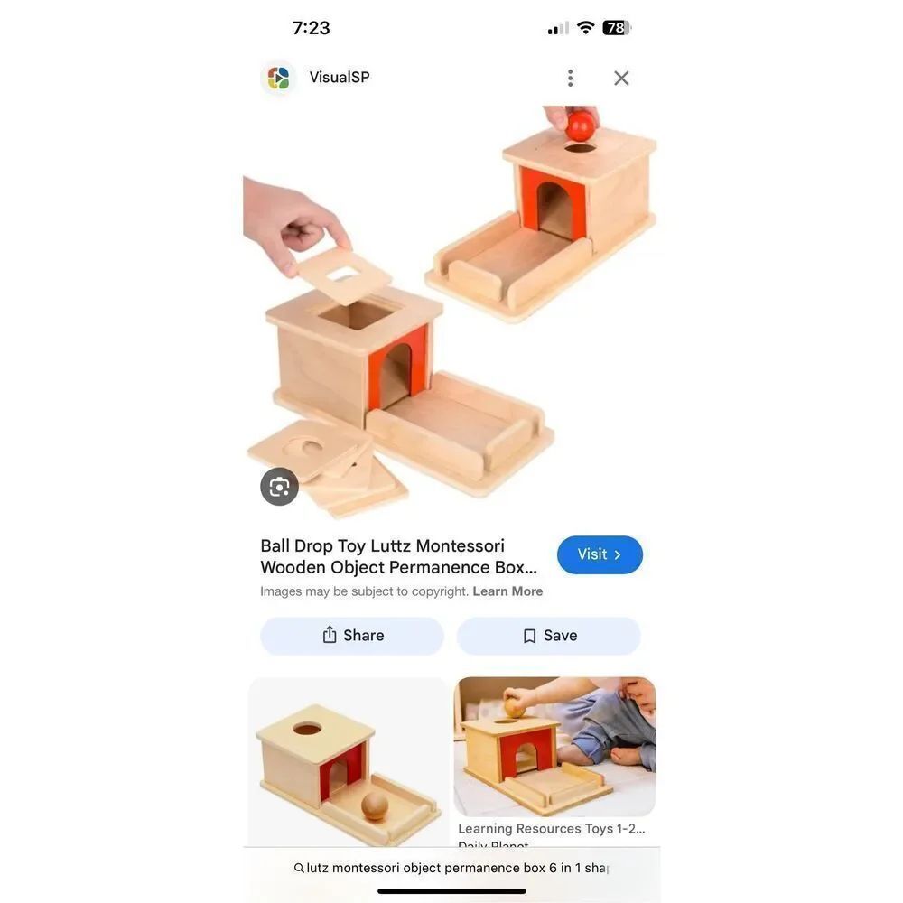 Luttz Montessori Object Permanence Box 6 in 1 for Toddlers Wood Shapes Interchan
